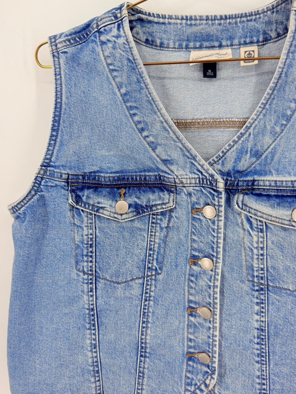 Universal Thread Denim Button Front Vest Medium Wash Size XL - Picture 4 of 5